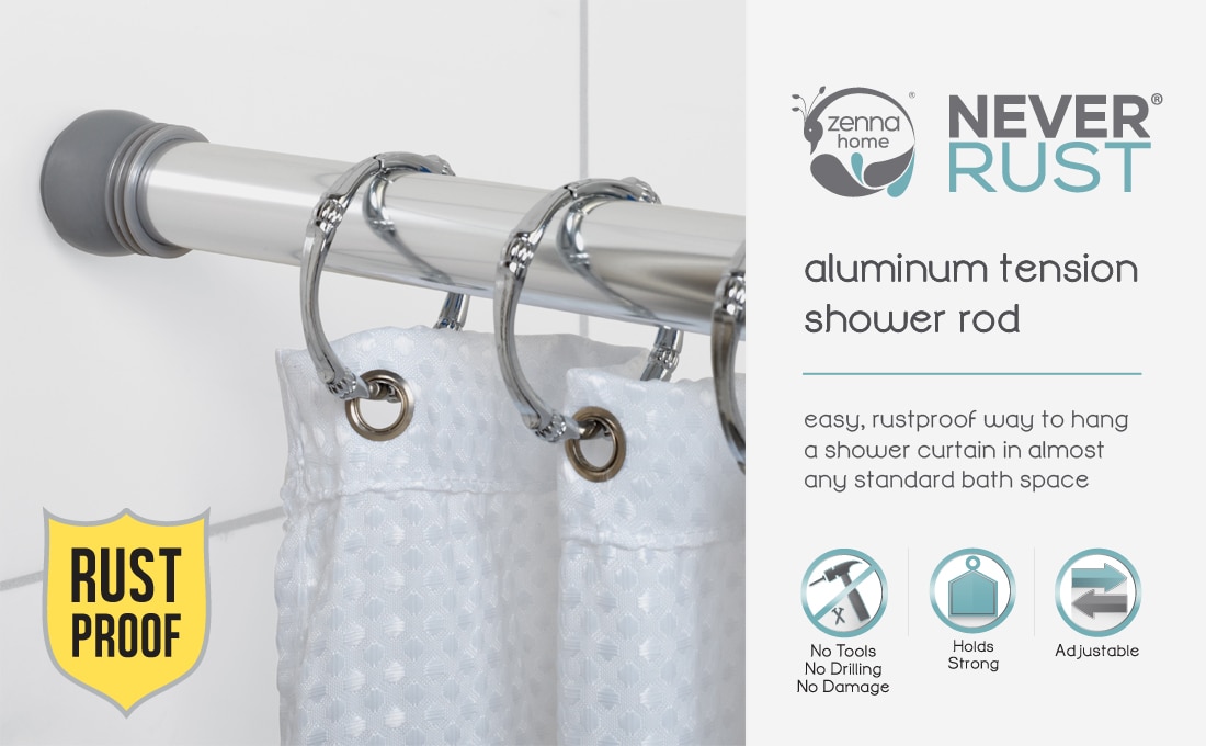 Zenna Home 44 in. 72 in. Aluminum Adjustable Tension Shower Curtain